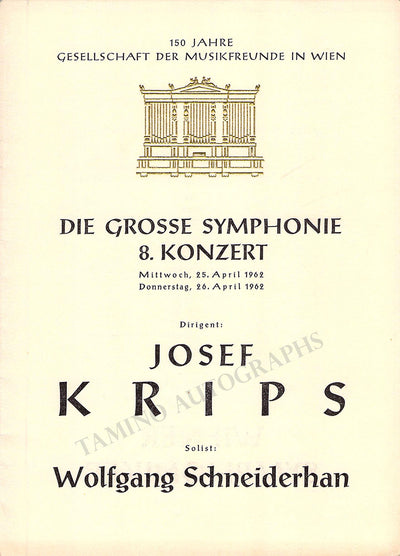 Schneiderhan, Wolfgang - Concert Program Vienna 1962