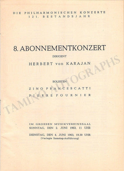 Francescatti, Zino - Fournier, Pierre - Concert Program Vienna 1963
