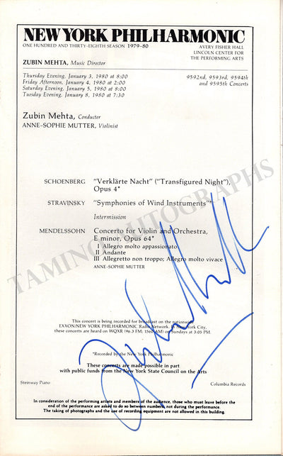 Mehta, Zubin - Signed Programs (Various Options)
