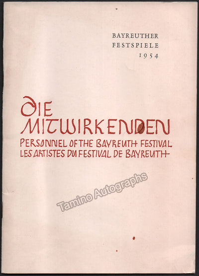 Bayreuth 1954 - Personnel of the Bayreuth Festival Guide