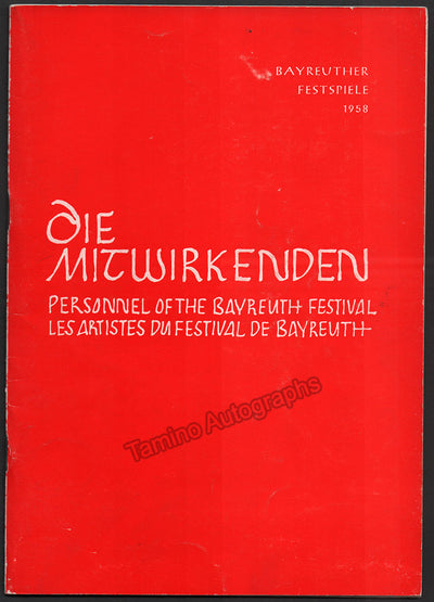 Bayreuth 1958 - Personnel of the Bayreuth Festival Guide