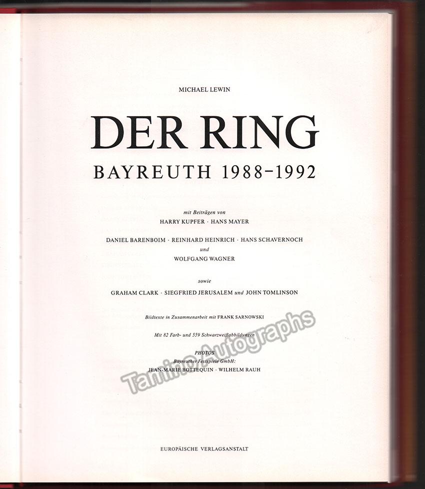 Lewin, Michael - Book "Der Ring - Bayreuthn 1988-1992" Signed by Daniel Barenboim - Tamino