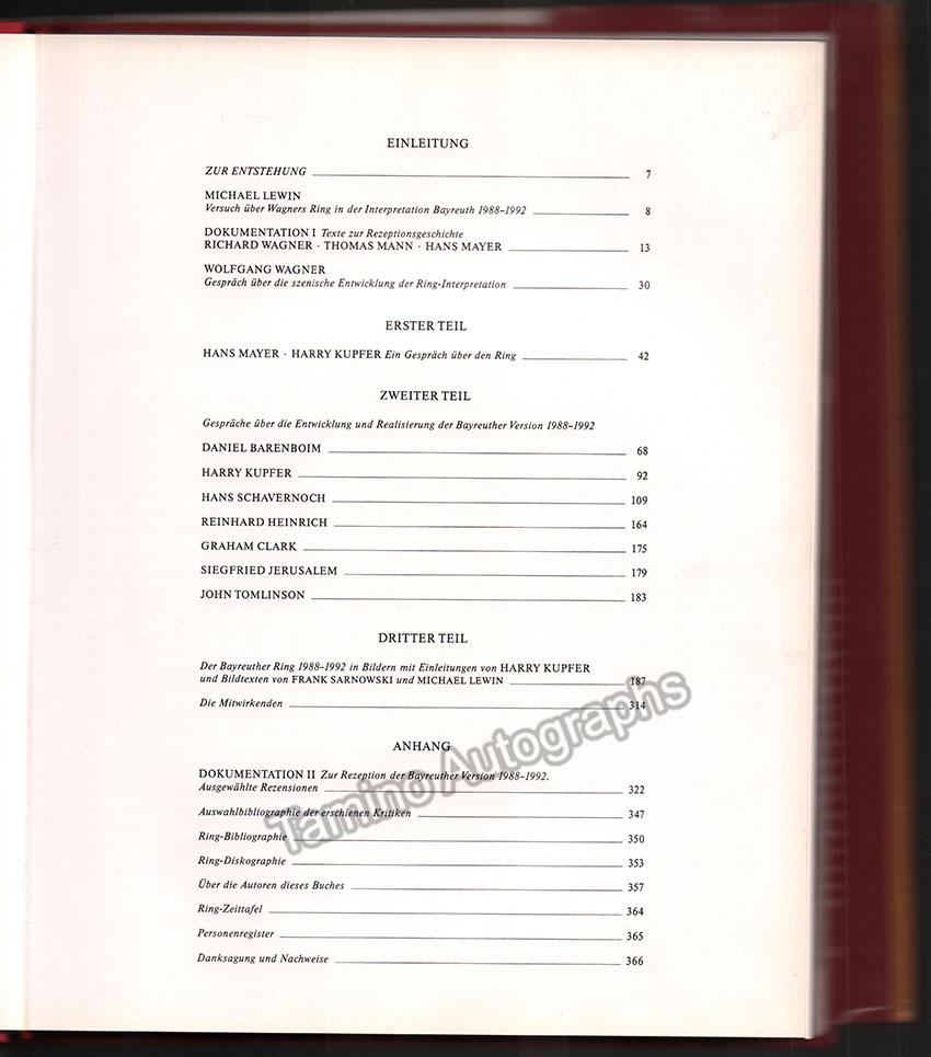 Lewin, Michael - Book "Der Ring - Bayreuthn 1988-1992" Signed by Daniel Barenboim - Tamino