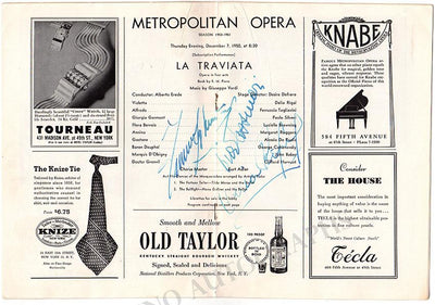 Metropolitan Opera - Signed Opera Programs 1950-1959 (Various Autographs II)