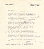 Copland, Aaron - Signed Photograph 1978 & Typed Letter Signed 1977