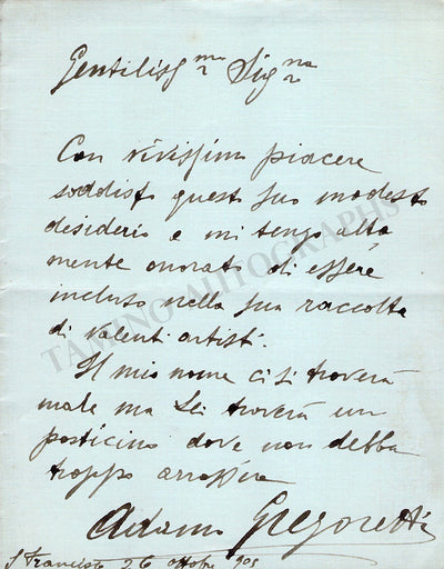 Gregoretti, Adamo - Set of 2 Signed Photographs & 1 Autograph Note