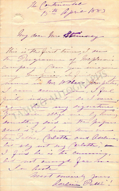 Opera Singers - Collection of 54 Autograph Letters to Steinway & Sons Pianos