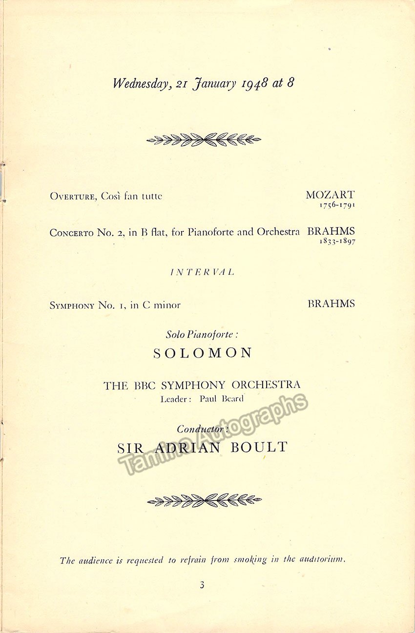 Solomon - Program Royal Albert Hall 1948 - Tamino