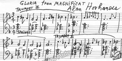 Hovhaness, Allan - Autograph Music Quote Signed