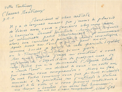 Gos, Albert - Autograph Letter Signed 1911