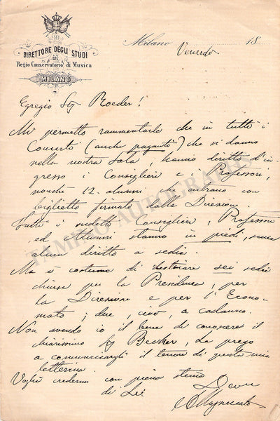 Mazzucato, Albert - Autograph Letter Signed