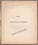 Soubies, Albert - Signed Book Histoire du Theatre-Lyrique
