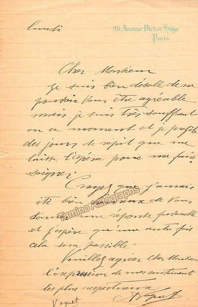 Vaguet, Albert - Autograph Letter Signed