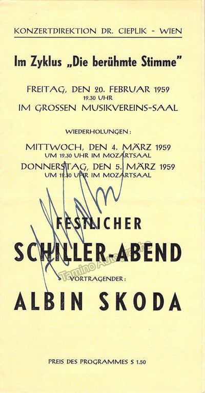 Skoda, Albin - Signed Program 1959