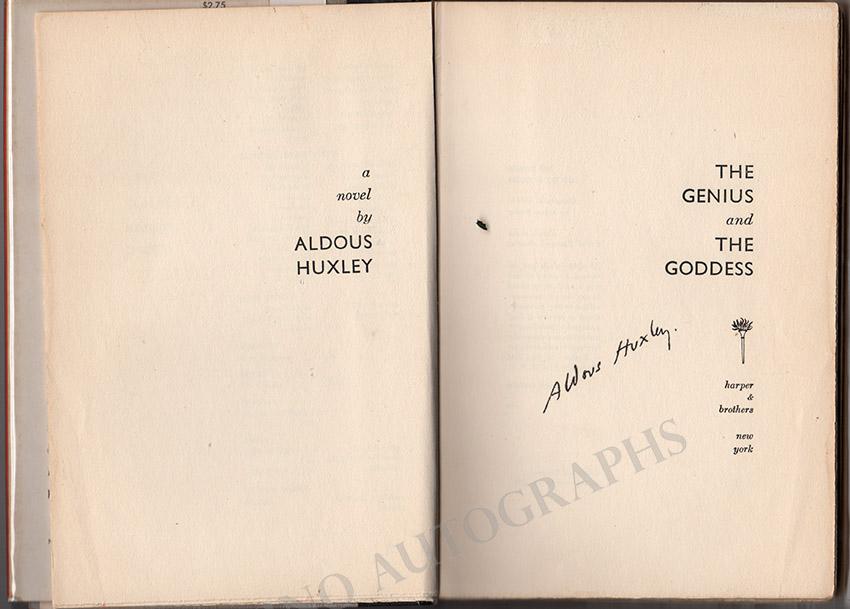 Huxley, Aldous - Signed Book "The Genius and the Goddess" 1955 - Tamino