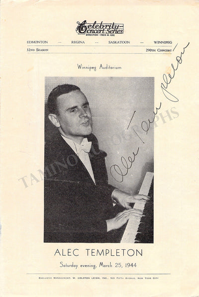 Pianists - Program Covers Signed Winnipeg 1943-1944