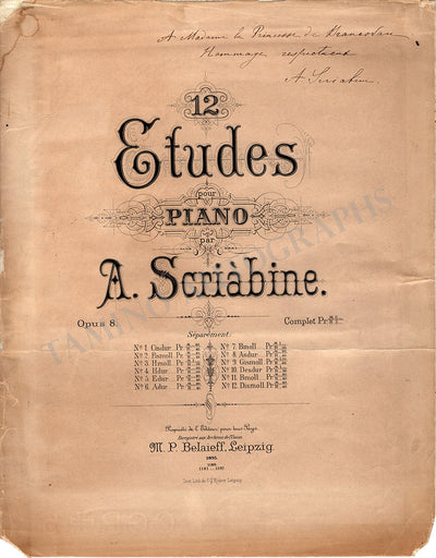 Scriabin, Alexander - Signed Score Front Cover