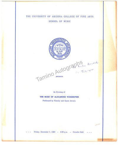 Tcherepnin, Alexander - Signed Program 1969
