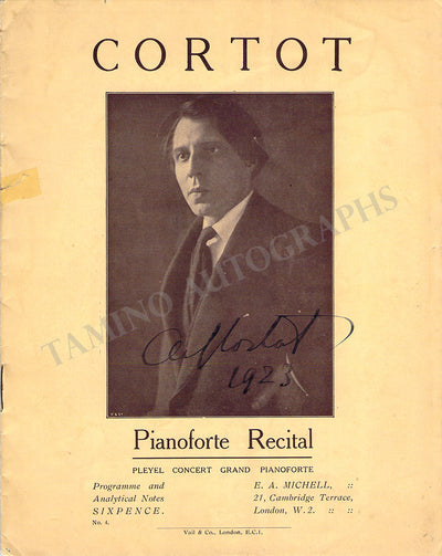 Cortot, Alfred - Signed Program London 1923