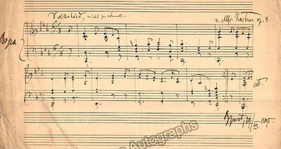 Kastner, Alfred - Autograph Music Quote Signed 1895