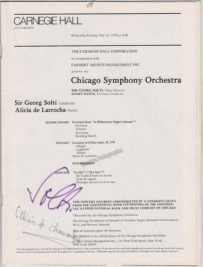 De Larrocha, Alicia - Solti, Georg - Double Signed Program 1976