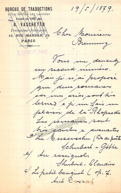 Joachim, Amalie - Pair of 2 Autograph Letters Signed