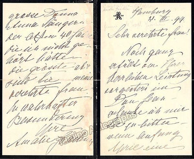 Joachim, Amalie - Autograph Letter Signed 1894