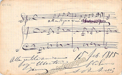 Ponchielli, Amilcare - Autograph Music Quote Signed 1885