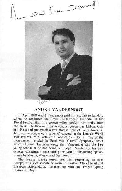 Vandernoot, Andre - Signed Program London 1959