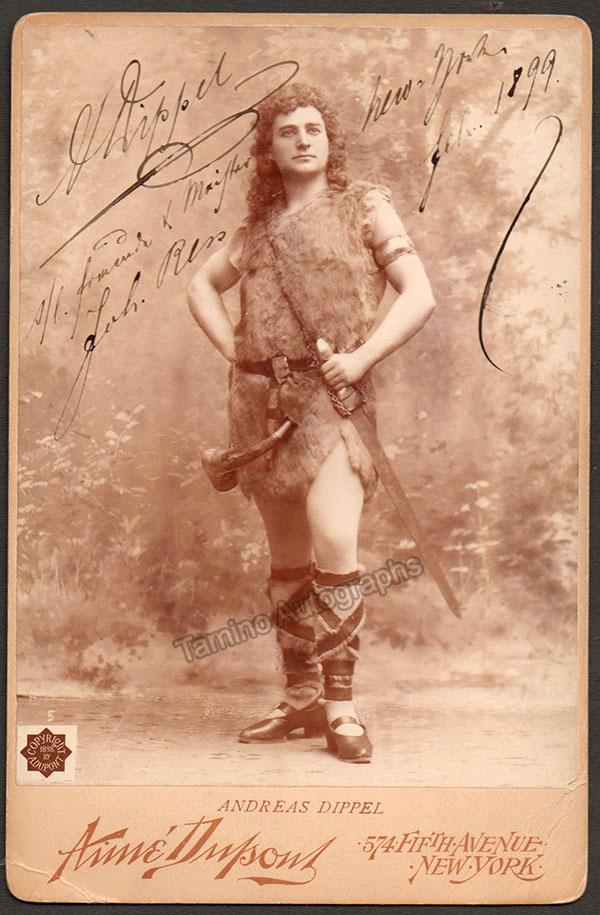Dippel, Andreas - Signed Cabinet Photo as Siegfried 1899 - Tamino