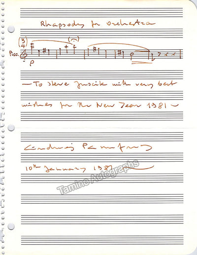 Panufnik, Andrzej - Autograph Music Quote Signed 1981