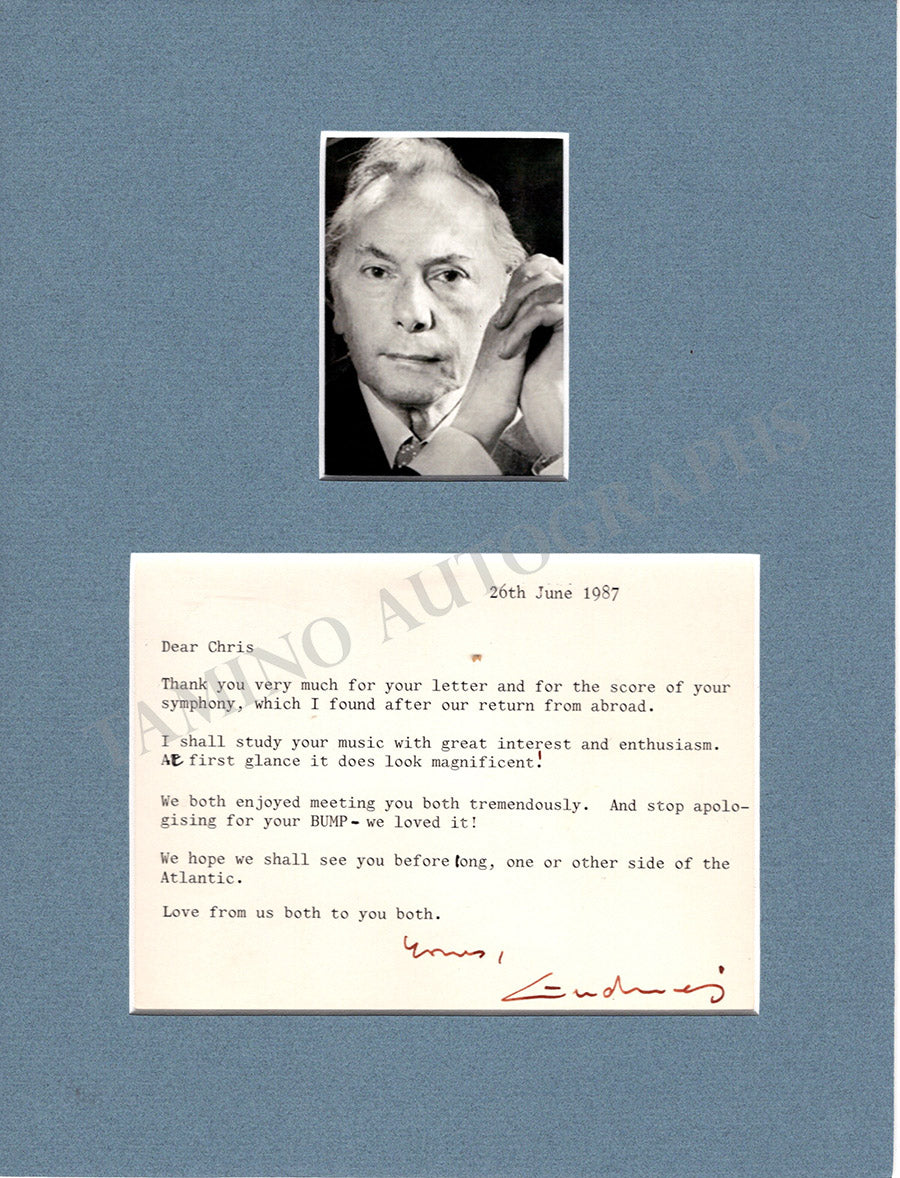 Panufnik, Andrzej - Type Letter Signed 1987