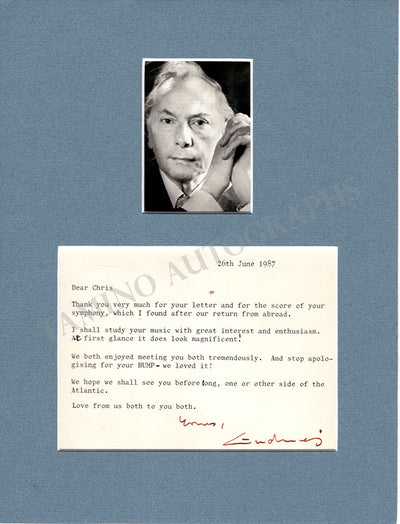 Panufnik, Andrzej - Type Letter Signed 1987