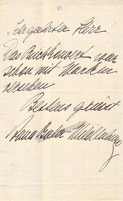 Bahr-Mildenburg, Anna - Autograph Note Signed