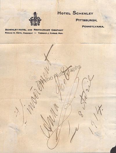 Held, Anna - Signed Page 1914