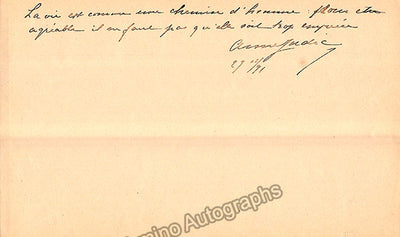 Judic, Anna - Text Quote Signed 1891