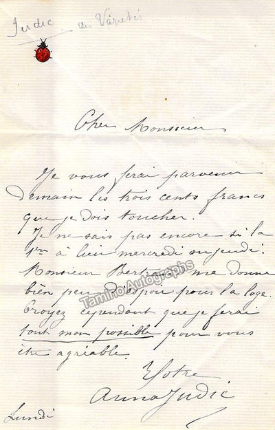 Judic, Anna - Autograph Letter Signed