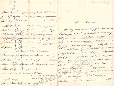 Lagrange, Anne Caroline de - Autograph Letter Signed 1853