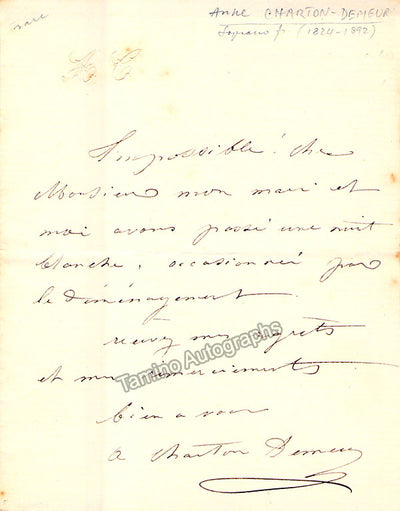 Charton-Demeur, Anne - Autograph Note Signed