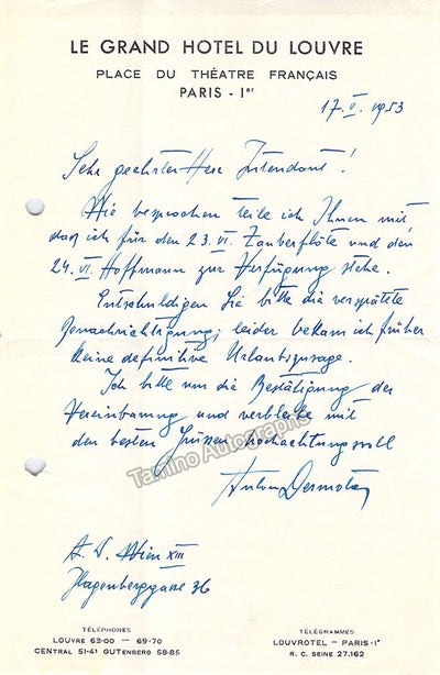 Dermota, Anton - Set of Autograph Letters Signed + Typed Letters Signed