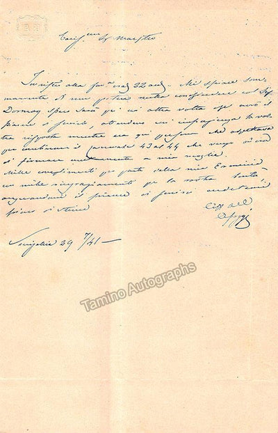 Poggi, Antonio - Autograph Letter Signed 1841