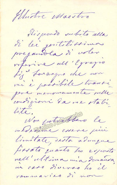 Cotogni, Antonio - Autograph Letter Signed 1889