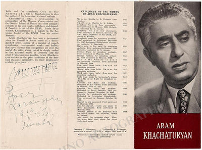Khachaturian, Aram - Signed Program with Music Quote 1961