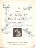 Lopez, Pilar & Others - Signed Program Tucson 1944