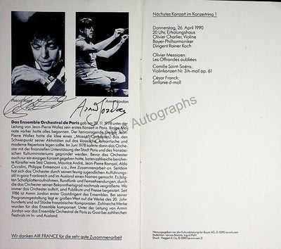 Roge, Pascal - Jordan, Armin - Signed Program Cologne 1990