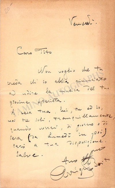 Boito, Arrigo - Autograph Letter Signed & Photograph