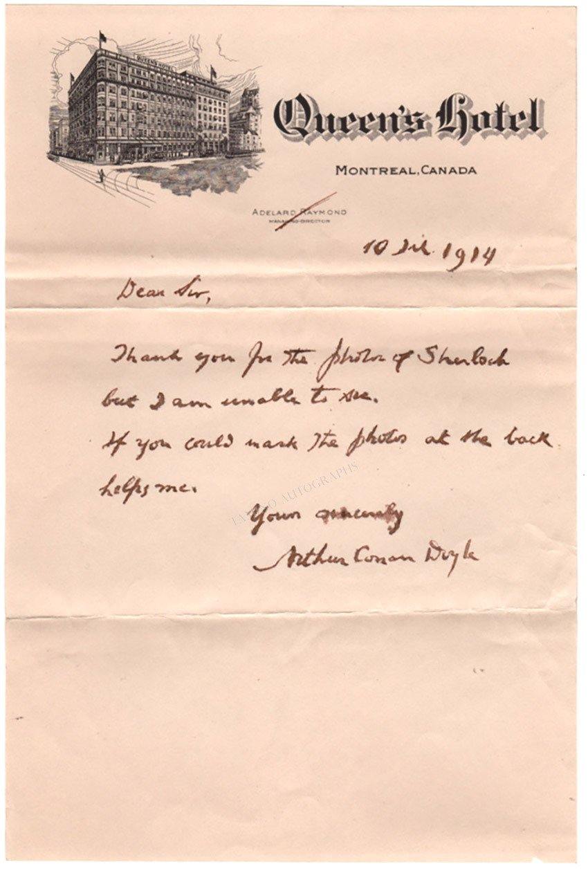 Doyle, Arthur Conan - Autograph Note Signed Mentioning Sherlock Homes - Tamino