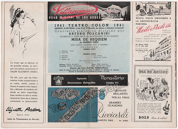 Toscanini, Arturo - Concert Program Teatro Colon 1941 - Tamino