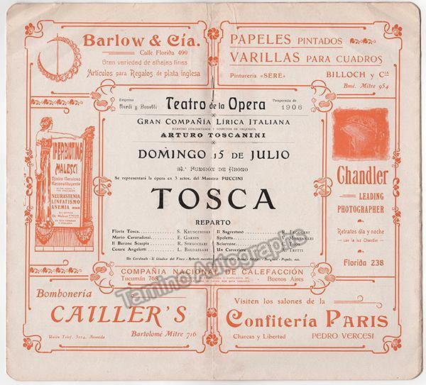 Toscanini, Arturo - Program Conducting Tosca - Buenos Aires 1906 - Tamino