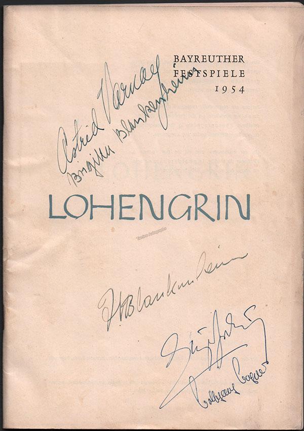 Varnay, Astrid - Blankenheim, Toni - Jochum, Eugen - Wagner, Wolfgang - Signed Bayreuth Program of Lohengrin 1954